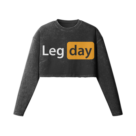 LEG DAY- Womens Long Sleeve Crop Top