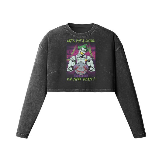 SMILE ON THAT PLATE- Womens Long Sleeve Crop Top