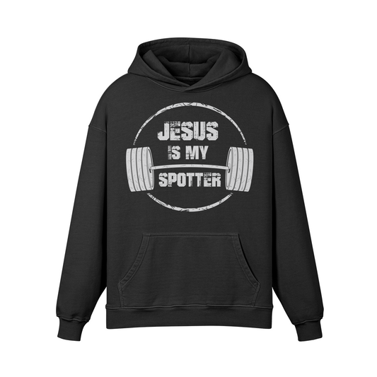 JESUS IS MY SPOTTER (TEXT)- Oversized Hoodie