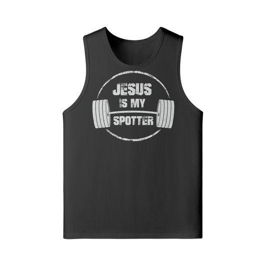 JESUS IS MY SPOTTER (TEXT)- Tank Top