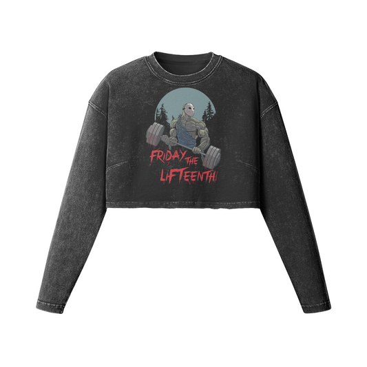 FRIDAY THE LIFTEENTH- Womens Long Sleeve Crop Top