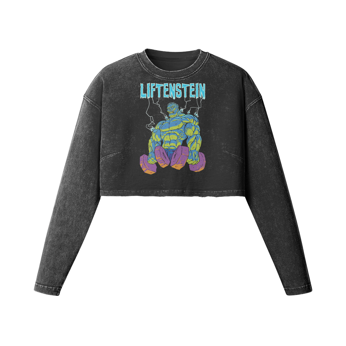 LIFTENSTEIN- Womens Long Sleeve Crop Top