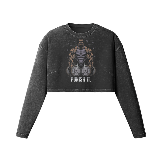 PUNISH IT (BEARD)- Womens Long Sleeve Crop Top