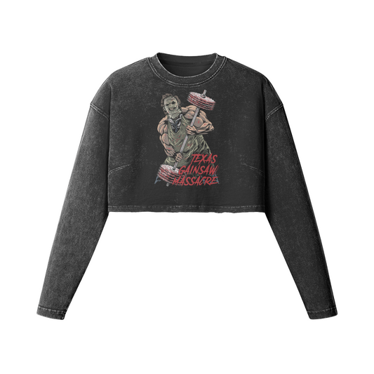 TEXAS GAINSAW MASSACRE- Womens Long Sleeve Crop Top