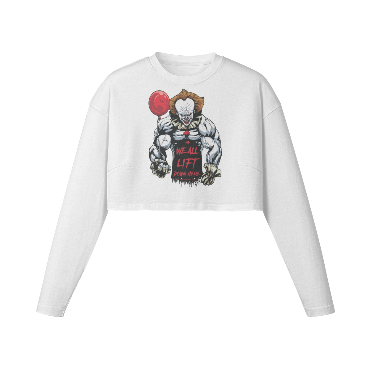 WE ALL LIFT DOWN HERE (BALLOON)- Womens Long Sleeve Crop Top