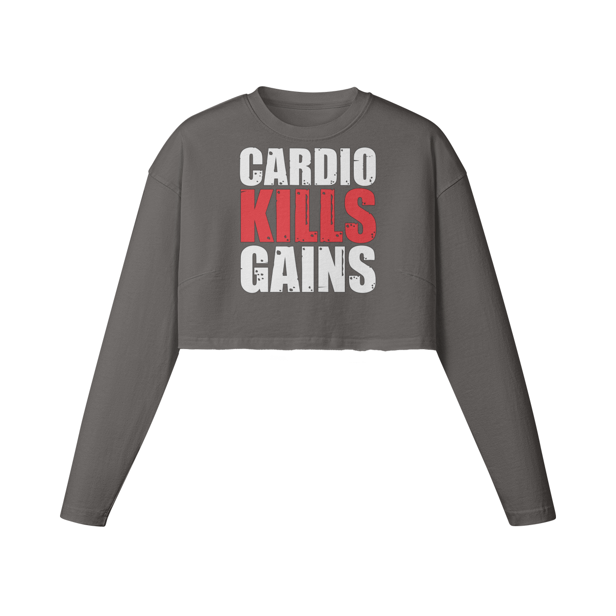 CARDIO KILLS GAINS- Womens Long Sleeve Crop Top