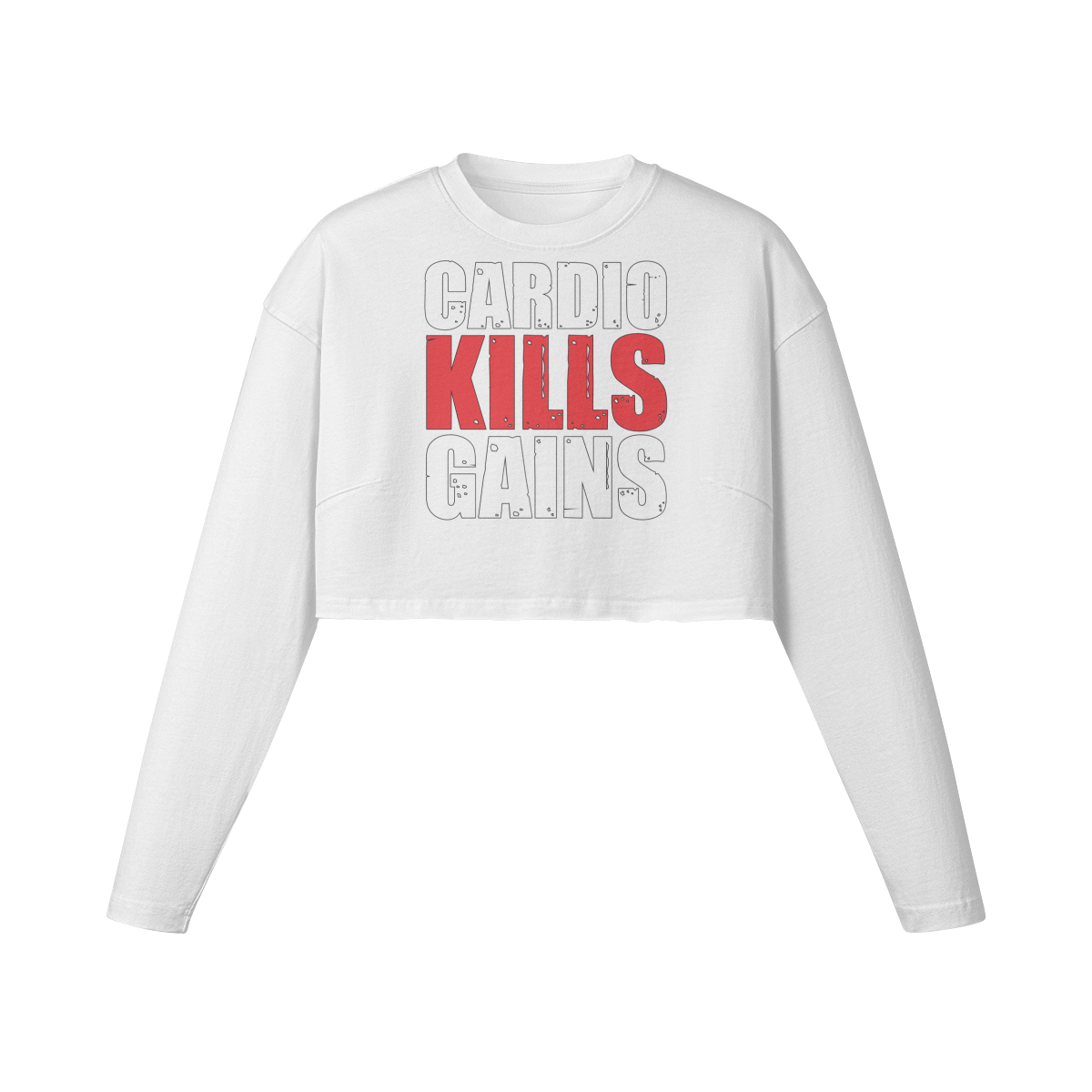 CARDIO KILLS GAINS- Womens Long Sleeve Crop Top