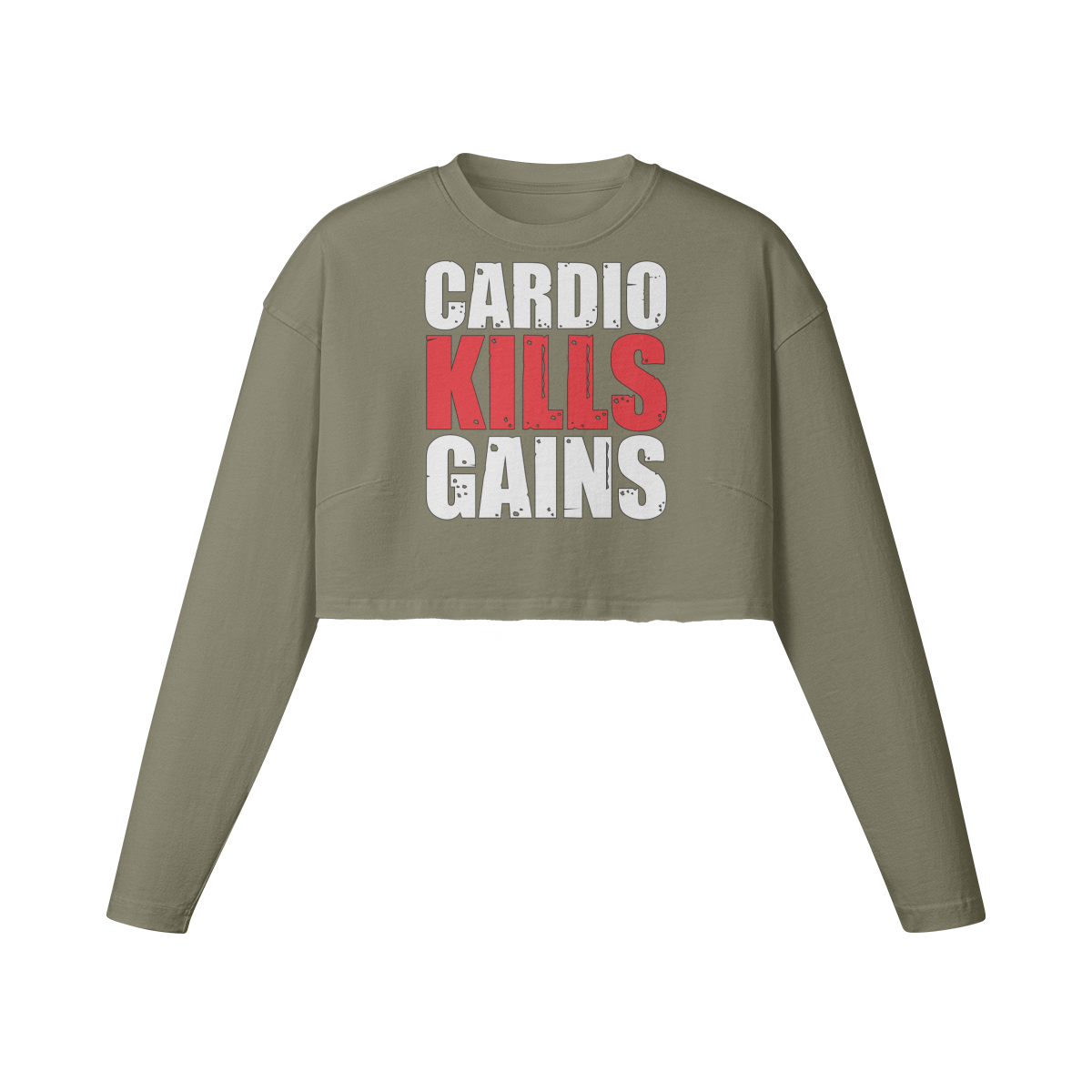 CARDIO KILLS GAINS- Womens Long Sleeve Crop Top