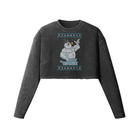 FROSTY THE SWOLEMAN- Womens Long Sleeve Crop Top