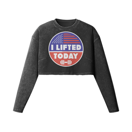 I LIFTED TODAY- Womens Long Sleeve Crop Top