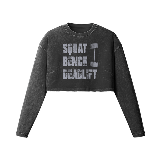 SQUATS BENCH DEADLIFT- Womens Long Sleeve Crop Top