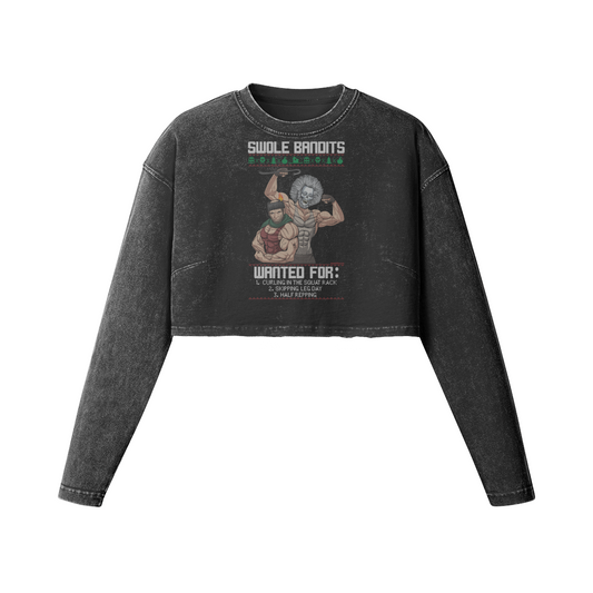 SWOLE BANDITS VARIANT- Womens Long Sleeve Crop Top