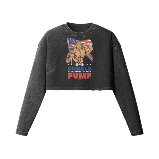 DONALD PUMP FLEX- Womens Long Sleeve Crop Top