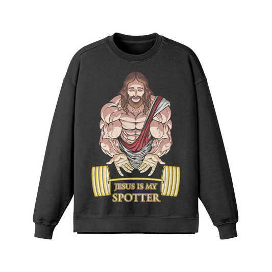 JESUS IS MY SPOTTER- Oversized Long Sleeve Sweatshirt