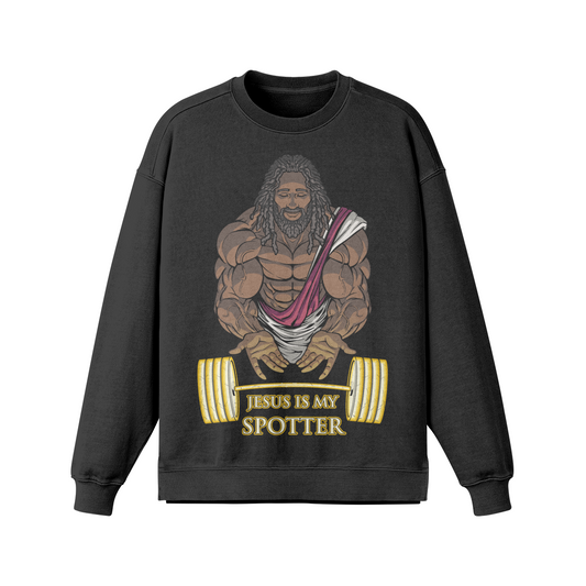 JESUS IS MY SPOTTER (DREADS)- Oversized Long Sleeve Sweatshirt