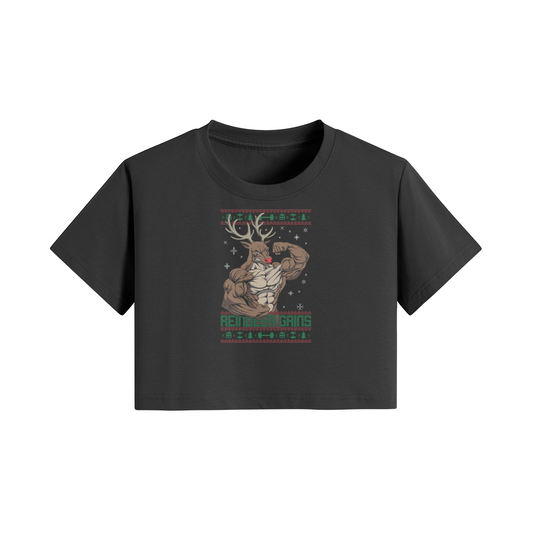 REINDEER GAINS- Womens Crop Top