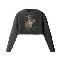 REINDEER GAINS- Womens Long Sleeve Crop Top