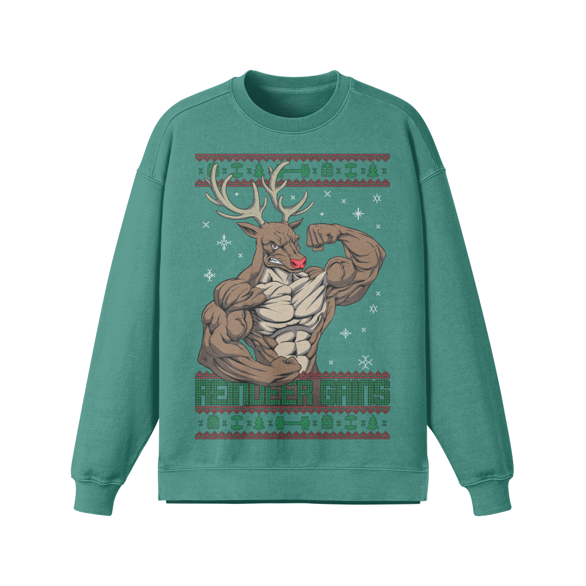 REINDEER GAINS- Oversized Long Sleeve Sweatshirt