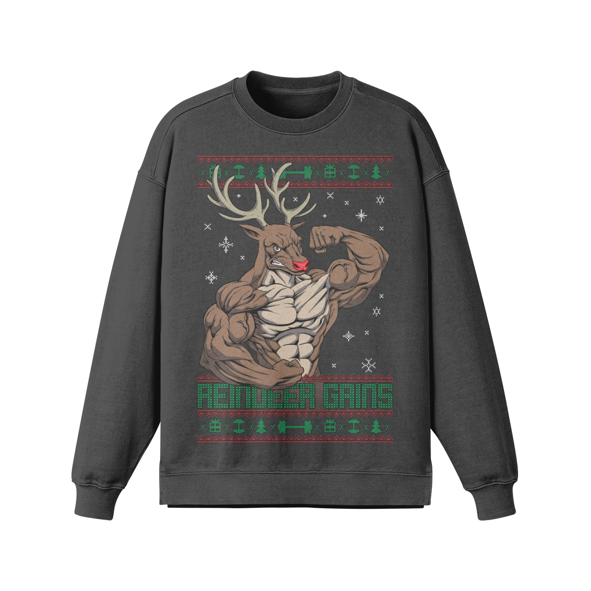 REINDEER GAINS- Oversized Long Sleeve Sweatshirt