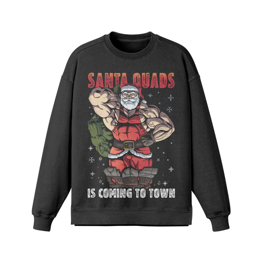 SANTA QUADS IS COMING TO TOWN- Oversized Long Sleeve Sweatshirt